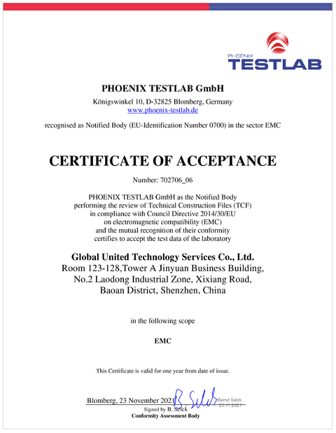 চীন Global United Technology Services Co.,Ltd. সার্টিফিকেশন